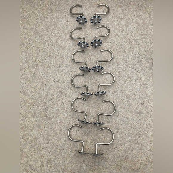 Shower Curtain Rings Silver White and black - Picture 1 of 6